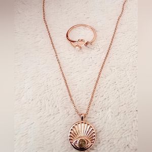NWT Set of Rose Gold necklace and ring from Pura Vida